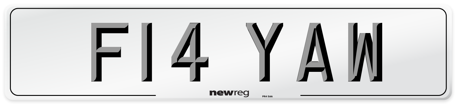 F14 YAW Number Plate from New Reg